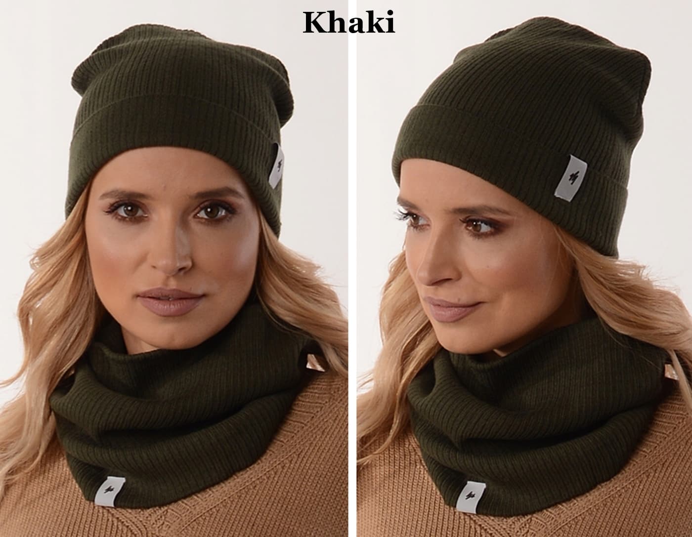 Damski KOMPLET CZAPKA Z KOMINEM polski producenta szalik tuba beanie