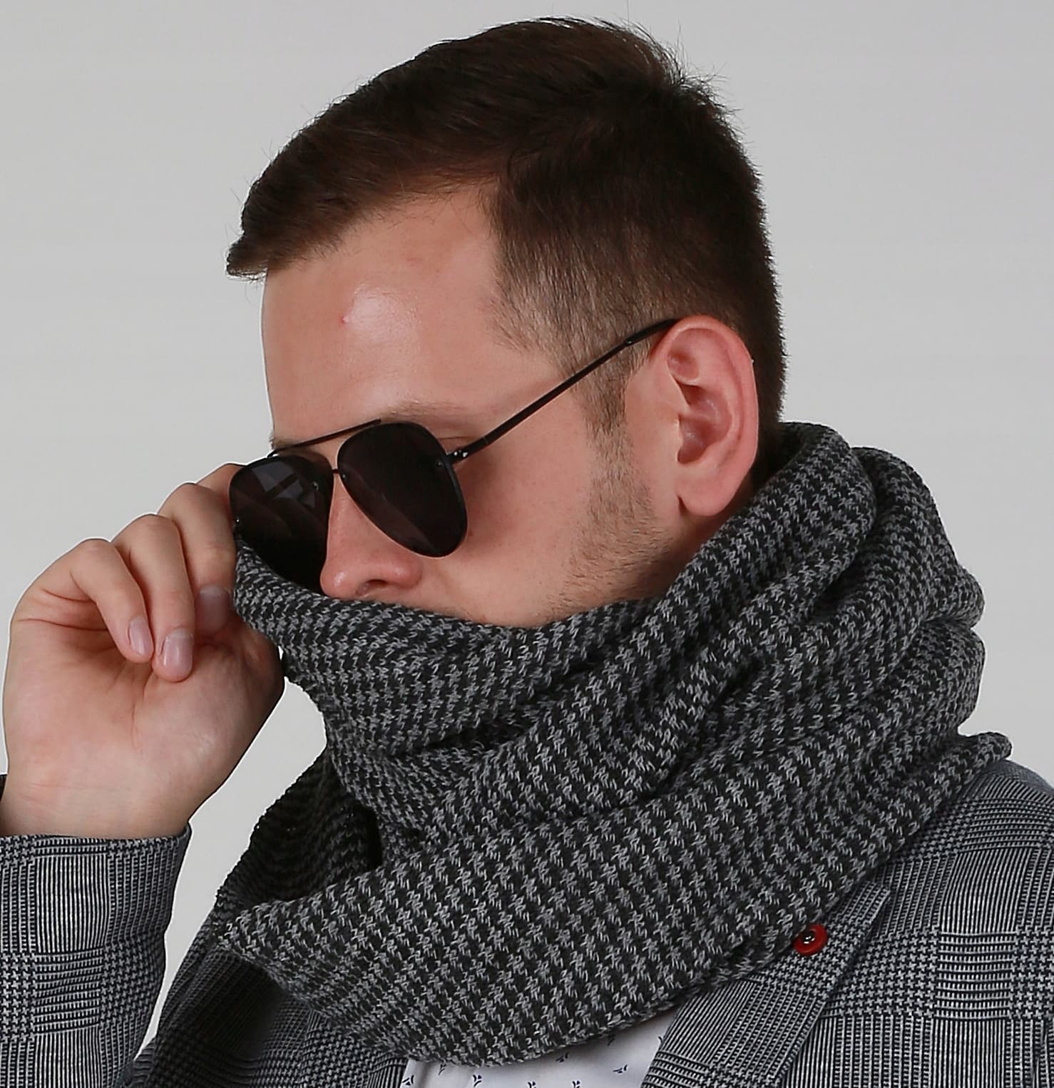 Stylowy męski ciepły komin szal na zimę 1J