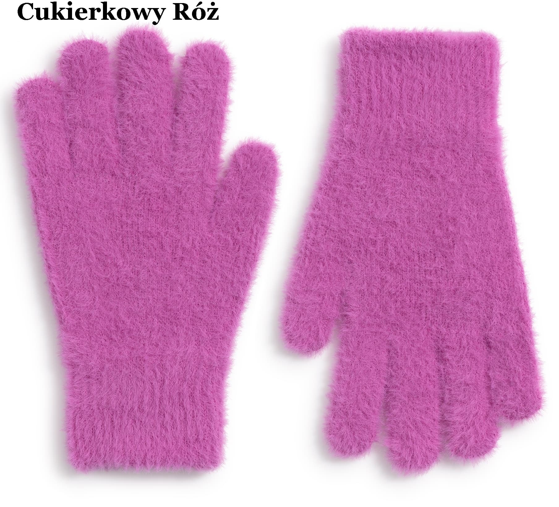 Róż rękawiczki zimowe damskie ELEGANCKIE miękkie ciepłe Palczatki -ALPAKA