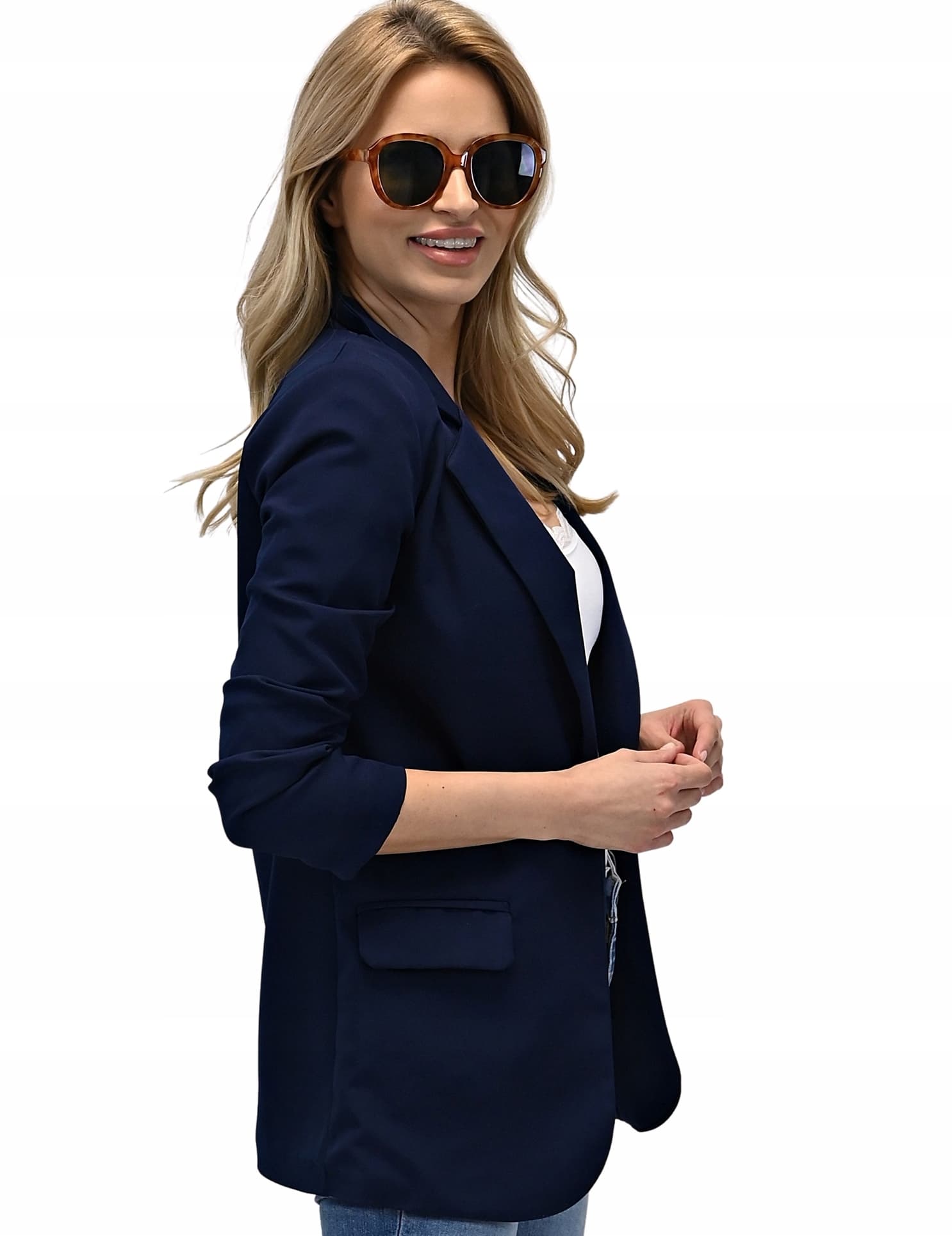 MARYNARKA damska Żakiet Granatowa Elegancka 4XL/48