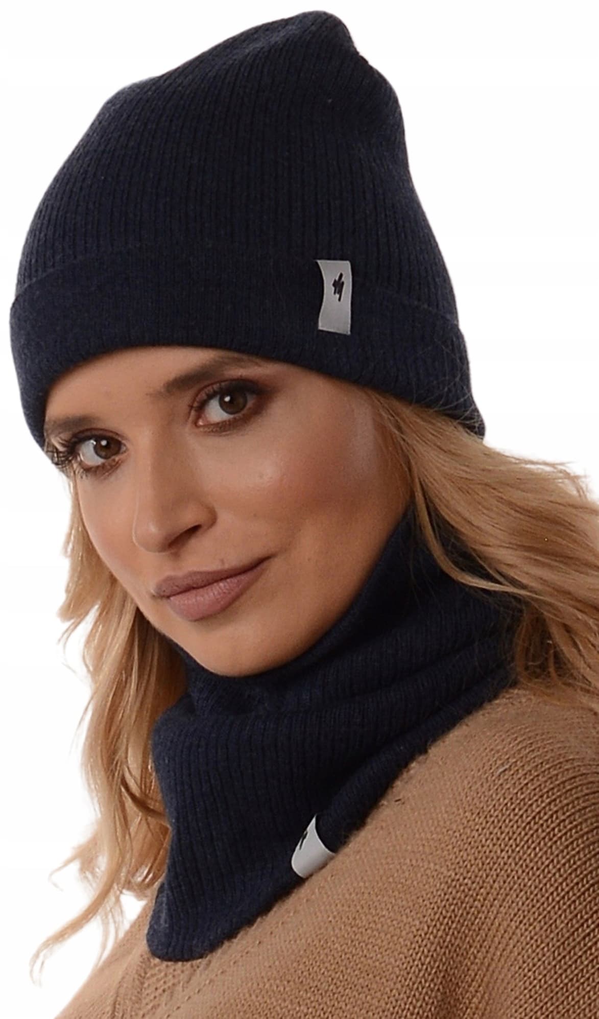 Damski KOMPLET CZAPKA - KOMIN na zimę zestaw tuba beanie polski producent