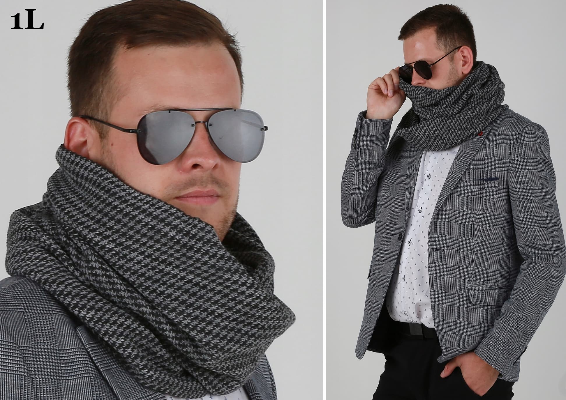 Elegancki KOMIN MĘSKI - szalik na zimę prezent klasyczny piękny ciepły 1L