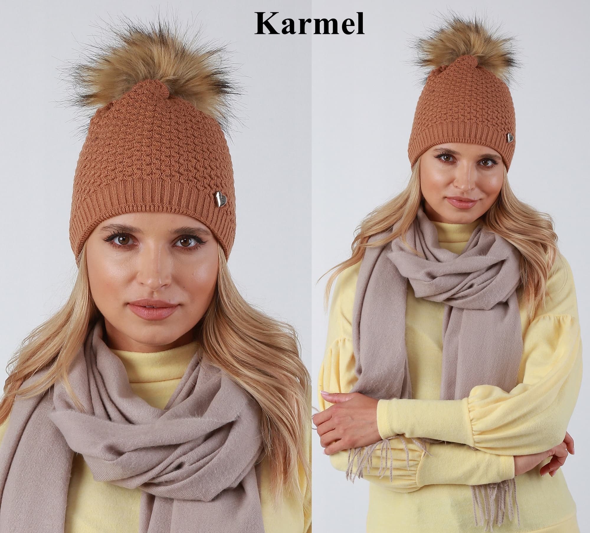 Polska Ciepła Czapka damska z polarem KOLORY V14