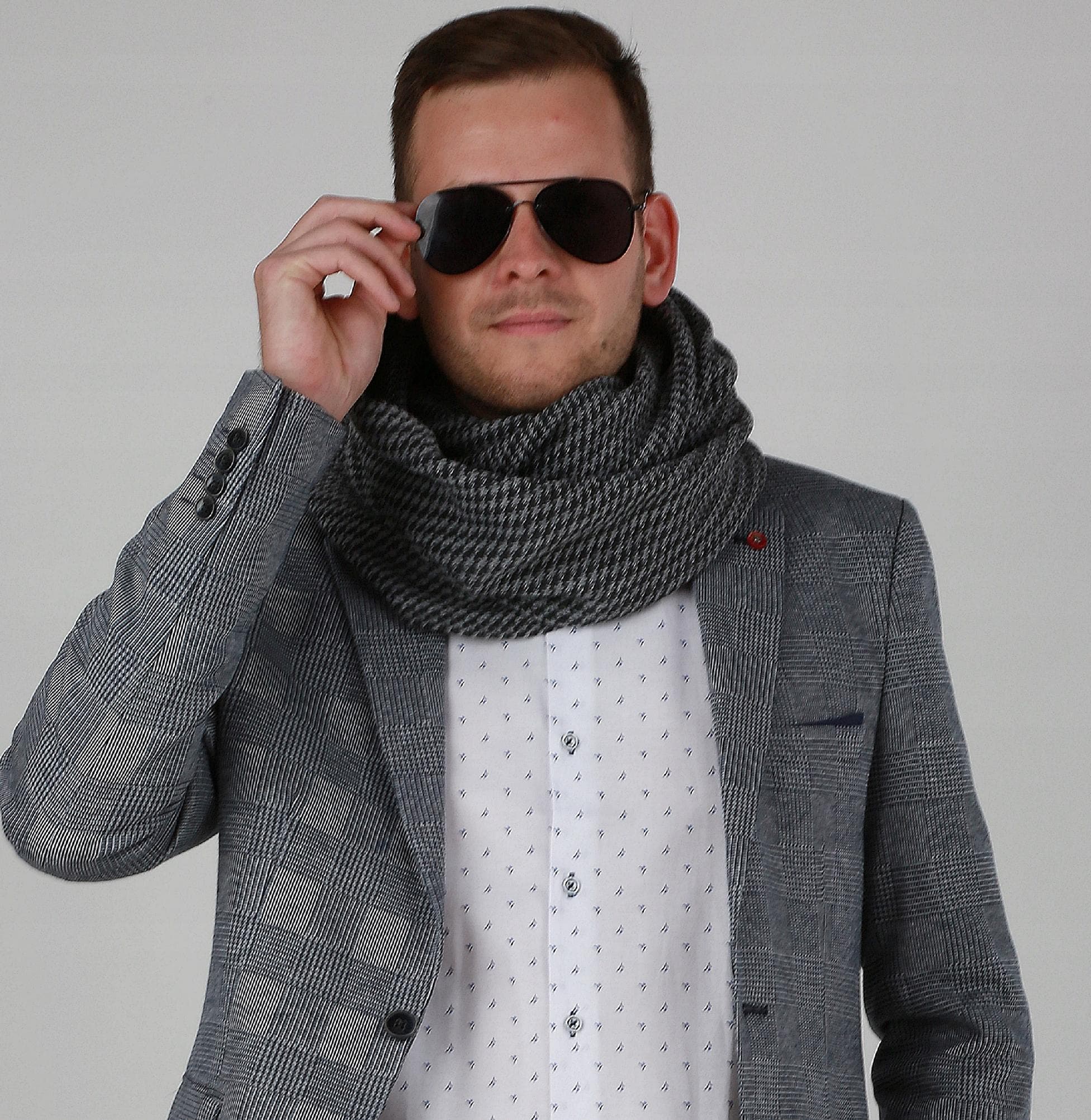 Elegancki KOMIN MĘSKI - szalik na zimę prezent klasyczny piękny ciepły 1L