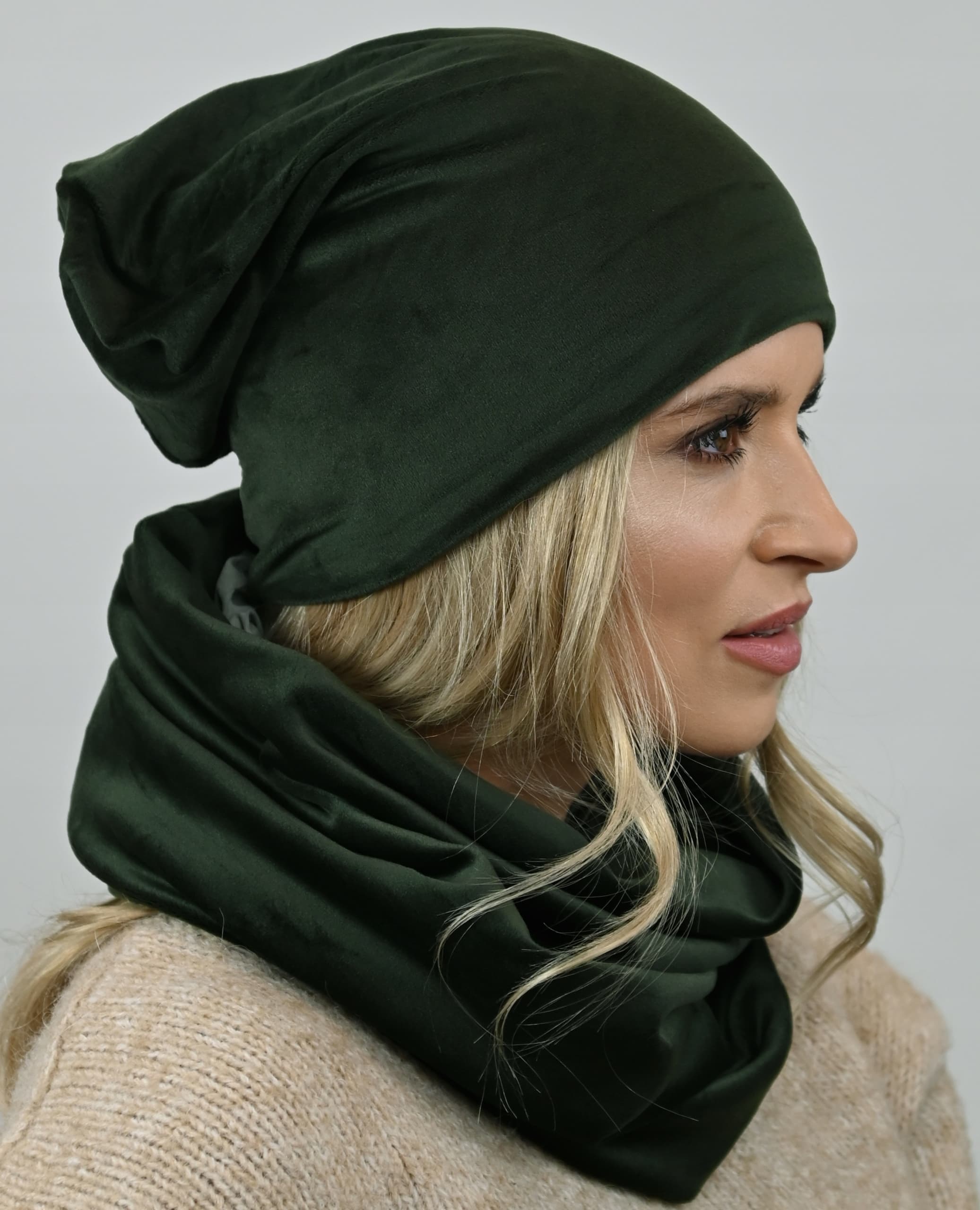 Khaki zestaw komplet damski czapka z tubą Wz14