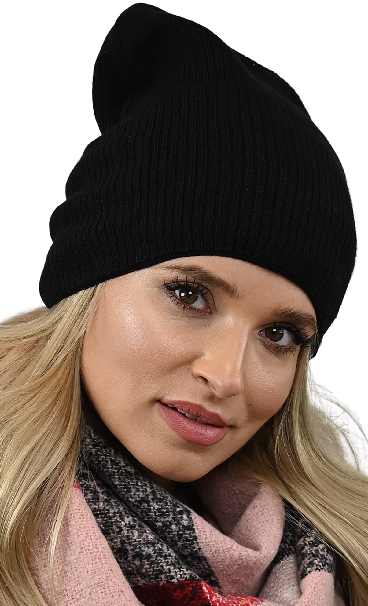 damska CZAPKA w prążki modna młodzieżowa smerfetka beanie swylowa CZARNY