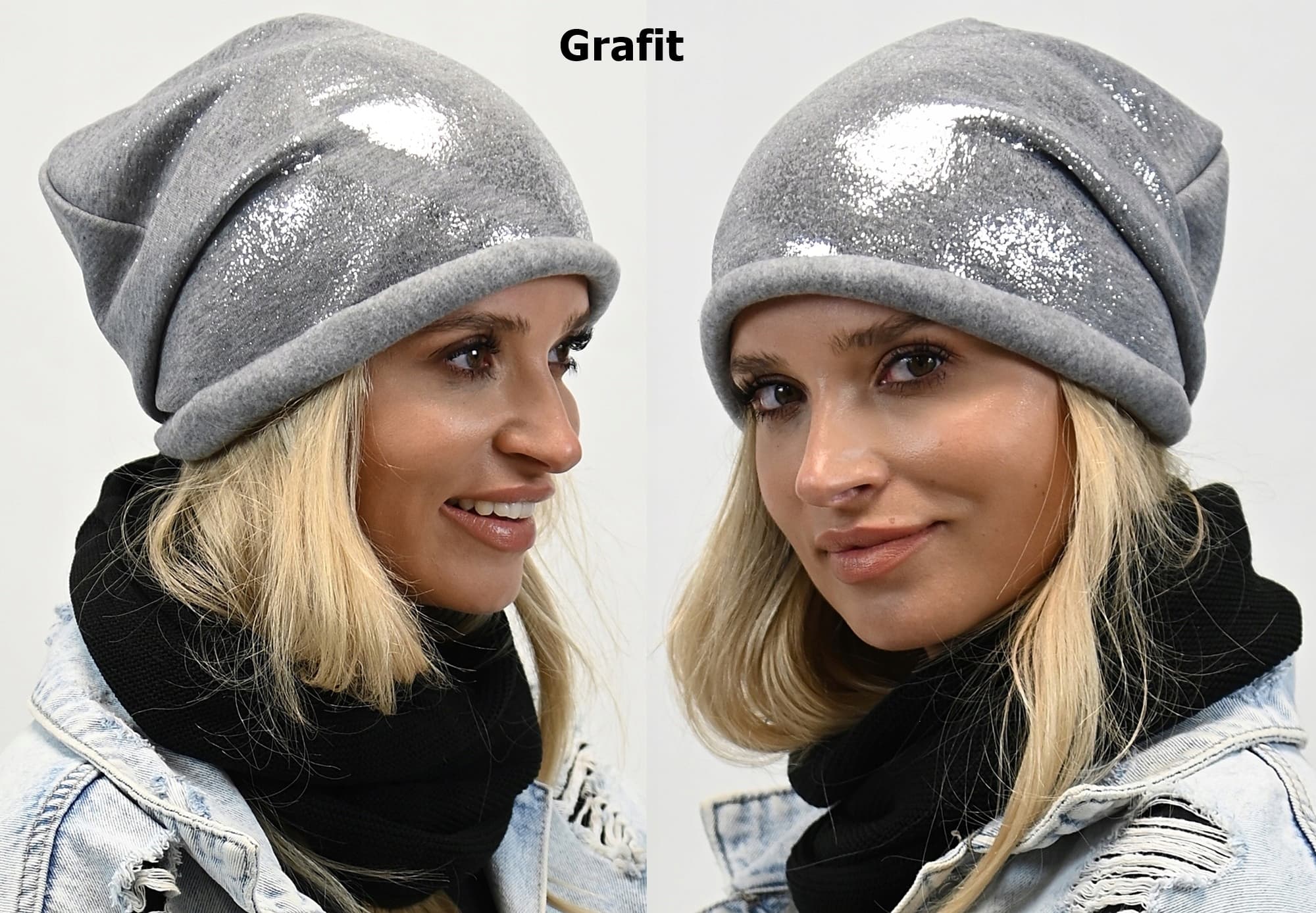 CZAPKA beanie smerfetka damska bawełniana z polarem KOLORY wz4