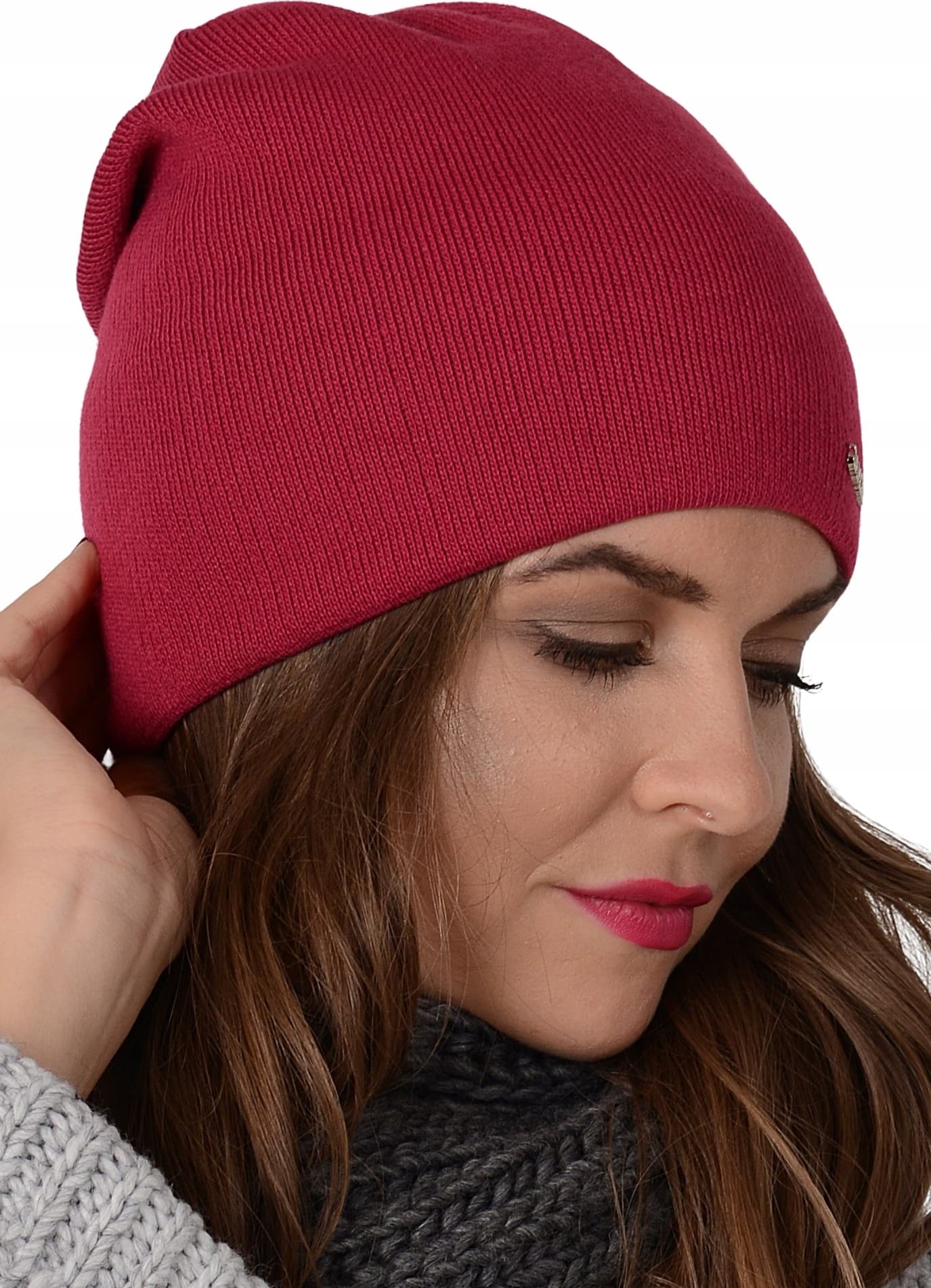 Podpinana czapka damska smerfetka beanie J6