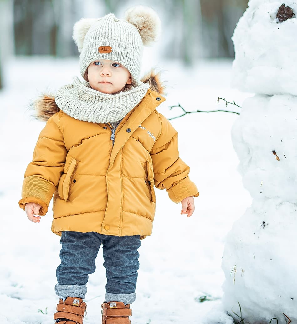 Ciepły komplet dziecięcy CZAPKA KOMIN Modna Prążek, Pompony POLAR