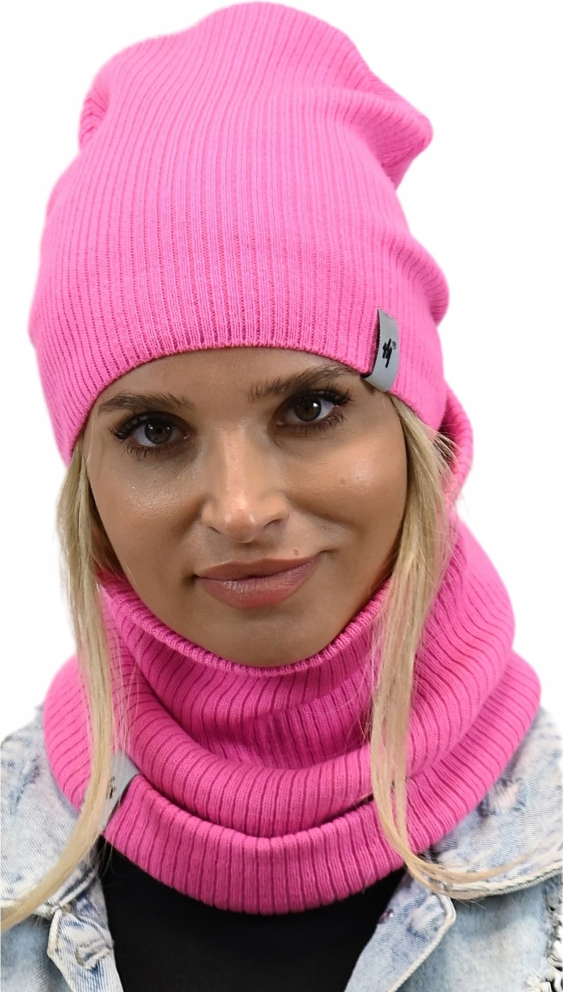 polski KOMPLET CZAPKA Z KOMINEM na zimę beanie szalik tuba ZESTAW prezent