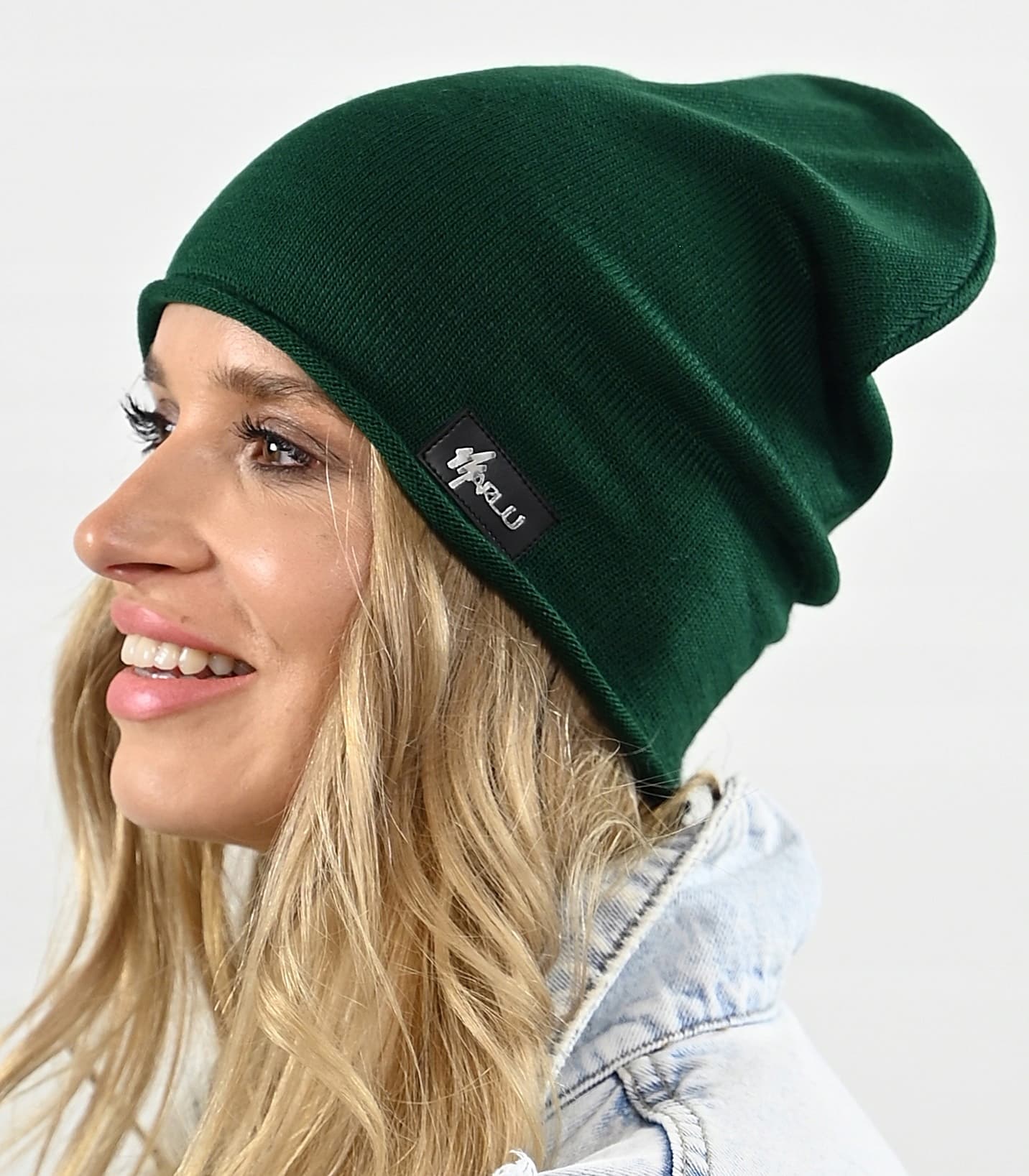 Zielona czapka dasmka beanie krasnal lekko polski producent