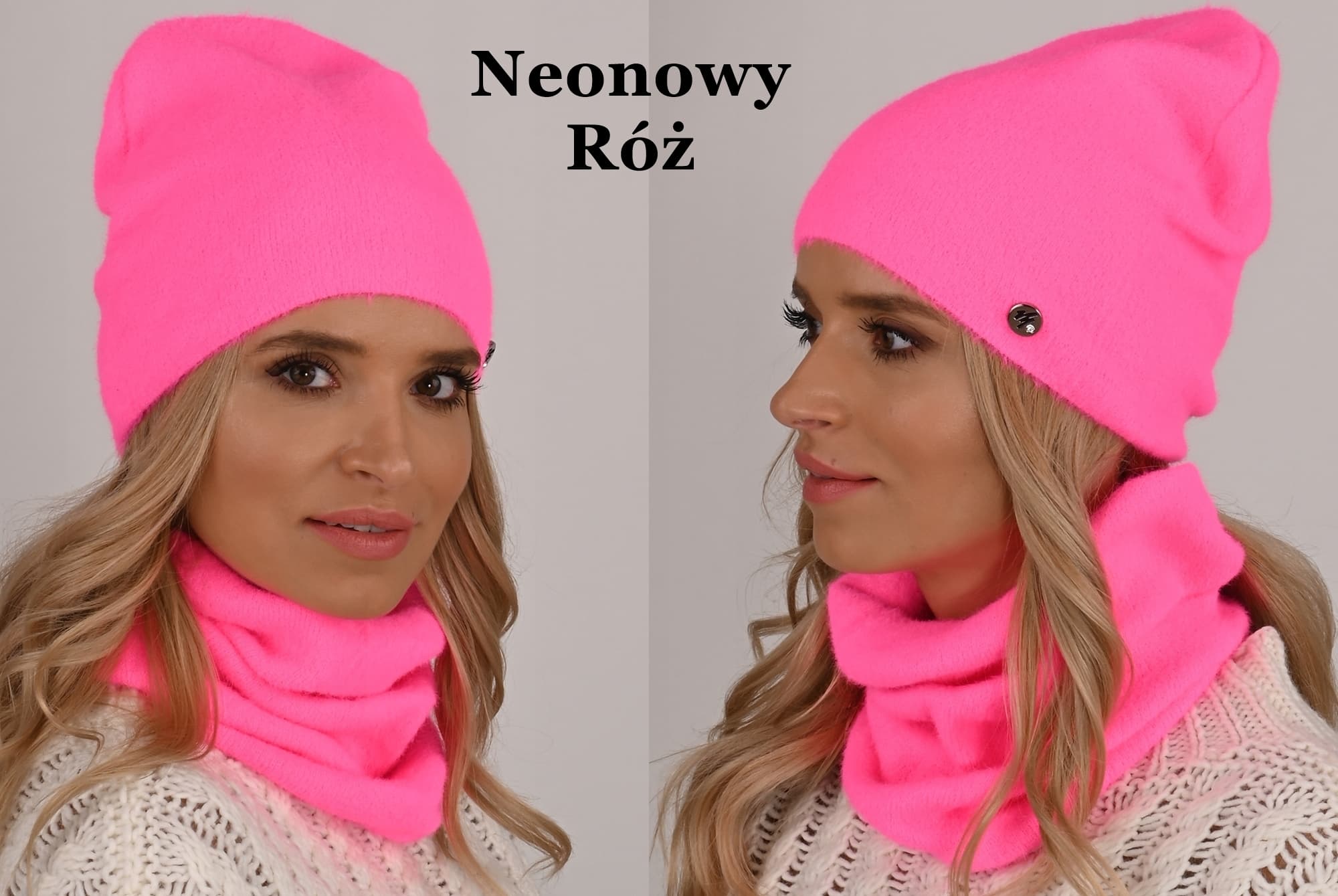 KOMPLET Alpaka Czapka BEANIA z KOMINEM KOLORY AL1