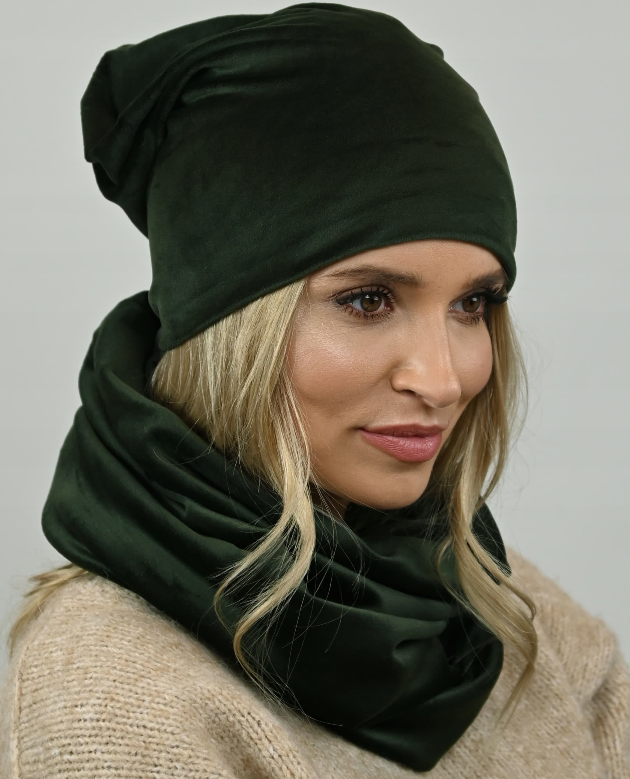 Khaki zestaw komplet damski czapka z tubą Wz14