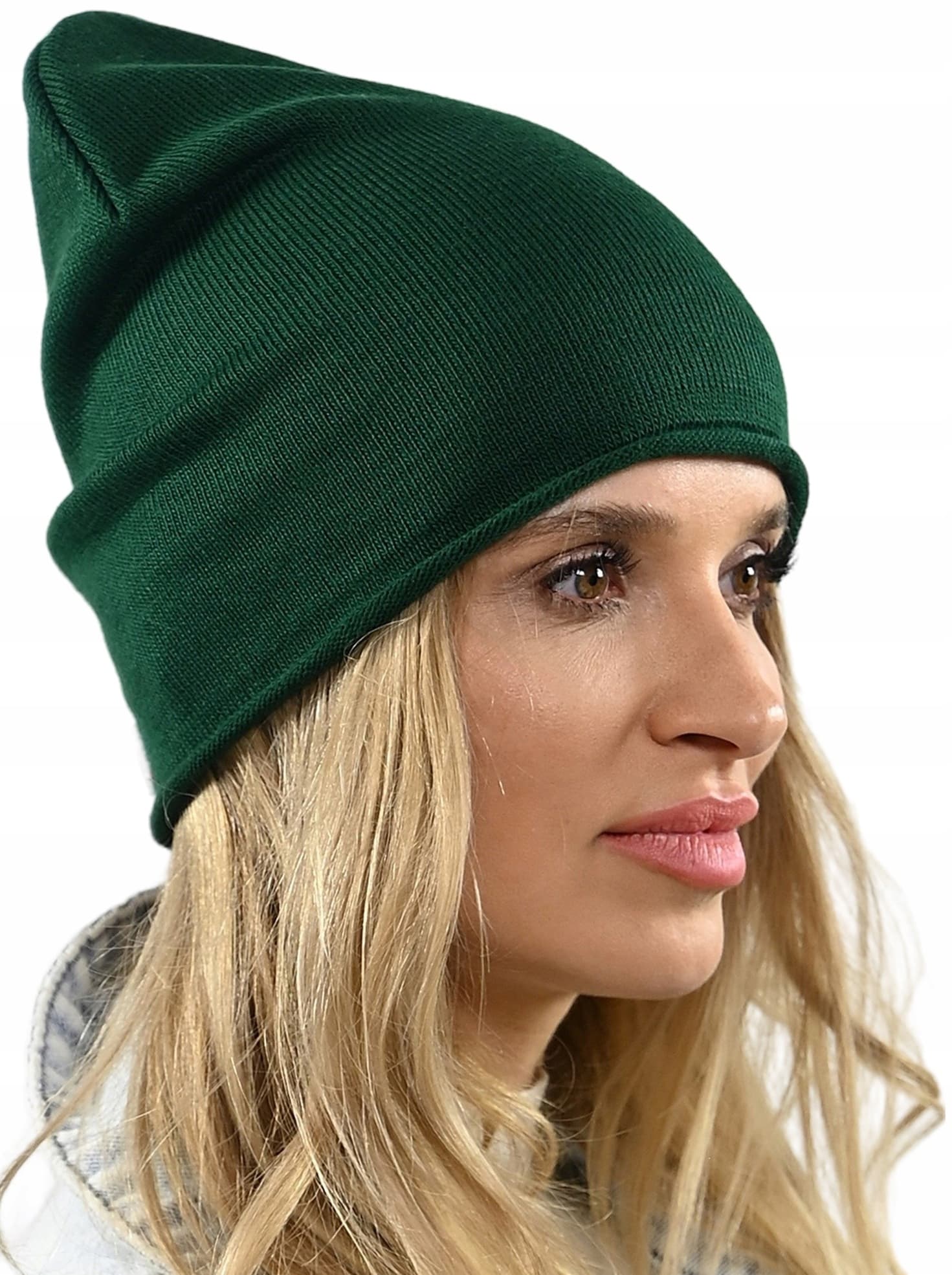 Zielona czapka dasmka beanie krasnal lekko polski producent